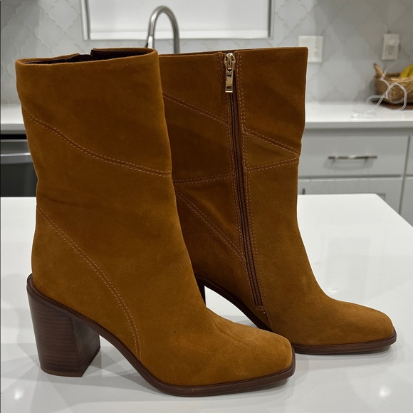 Franco Sarto Brown Suede Heeled Boots - Picture 3 of 13